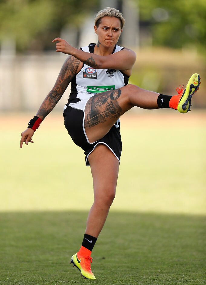AFL 2016 Training - Collingwood Womens 151216 MELBOURNE, AUSTRALIA - DECEMBER 15: Moana Hope in action during the Collingwood Magpies Womens training session at Olympic Park Oval in Melbourne, Australia on December 15, 2016. (Photo by Michael Willson/AFL Media)